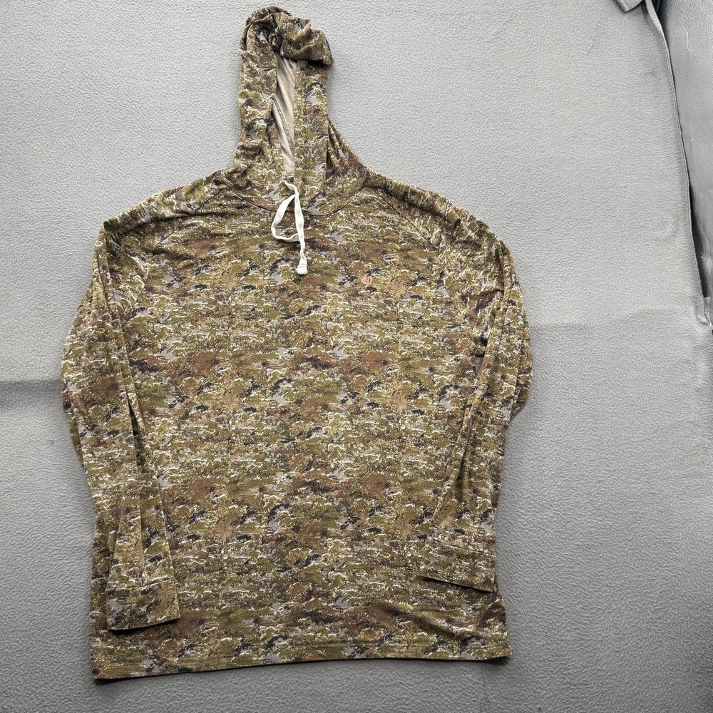 Duck Camp Hoodie Shirt Mens Large Green Camo Long Sleeve Wingshooting Hunting